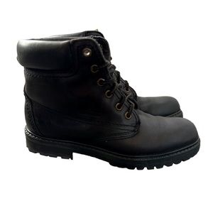 Sebago Silga Boys Black Leather Lace‎ Up Mid Top Hiking Combat Boots Size 6.5M